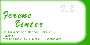 ferenc binter business card